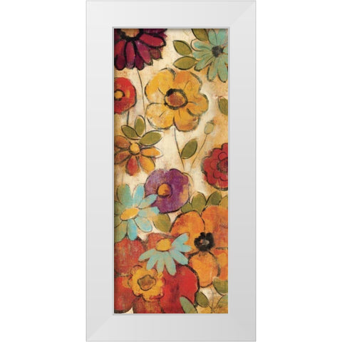 Floral Sketches on Linen I White Modern Wood Framed Art Print by Vassileva, Silvia