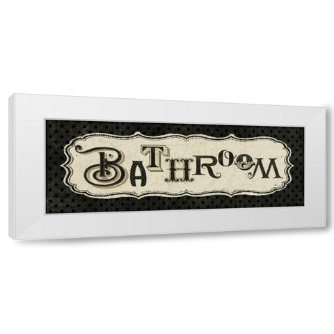 Room Signs II - Bathroom White Modern Wood Framed Art Print by Pela Studio
