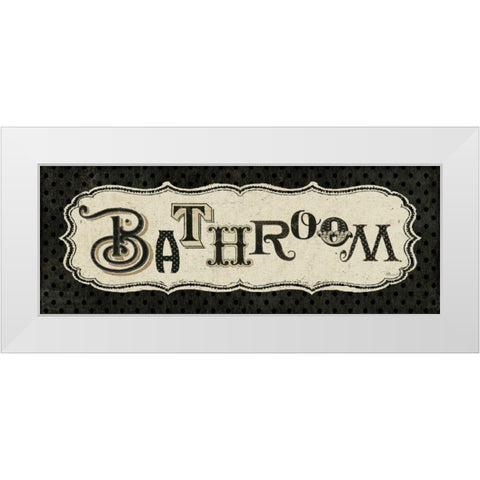 Room Signs II - Bathroom White Modern Wood Framed Art Print by Pela Studio