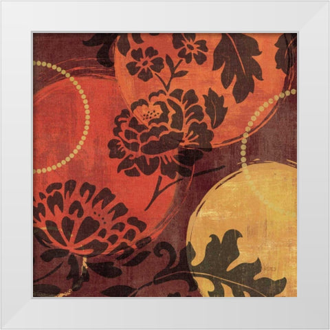 Floral Decal III White Modern Wood Framed Art Print by Charron, Veronique
