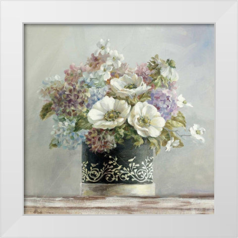 Anemones in Black and White Hatbox White Modern Wood Framed Art Print by Nai, Danhui