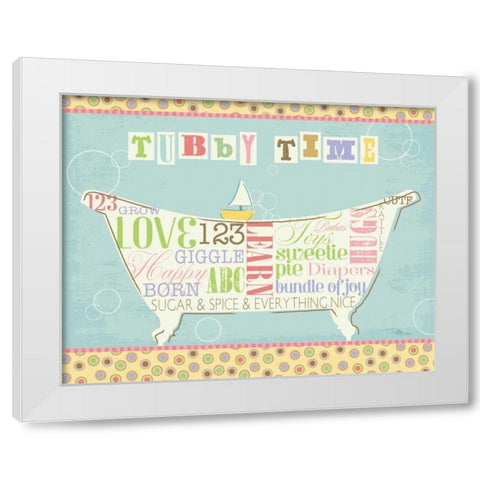 Tubby Time I White Modern Wood Framed Art Print by Pela Studio