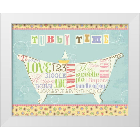 Tubby Time I White Modern Wood Framed Art Print by Pela Studio
