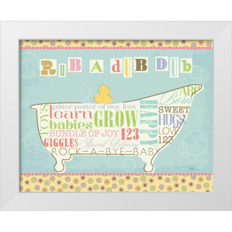 Tubby Time II White Modern Wood Framed Art Print by Pela Studio