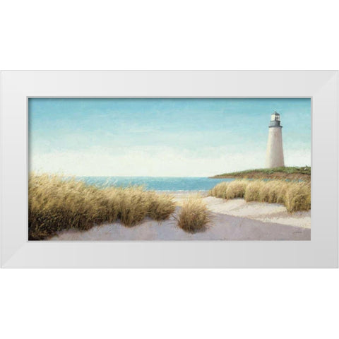 Lighthouse by the Sea White Modern Wood Framed Art Print by Wiens, James