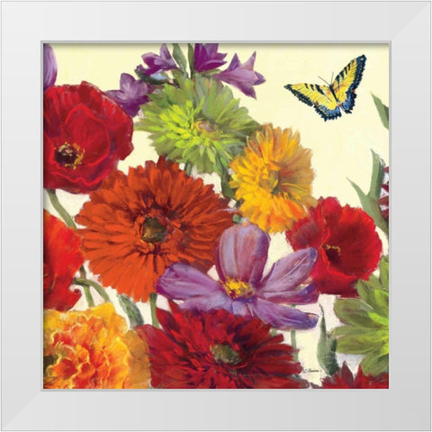 Butterfly Flower Scatter Crop II White Modern Wood Framed Art Print by Rowan, Carol