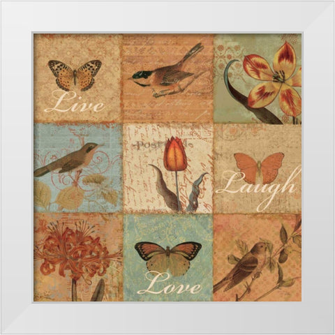 Live Love and Laugh White Modern Wood Framed Art Print by Pelletier, Alain