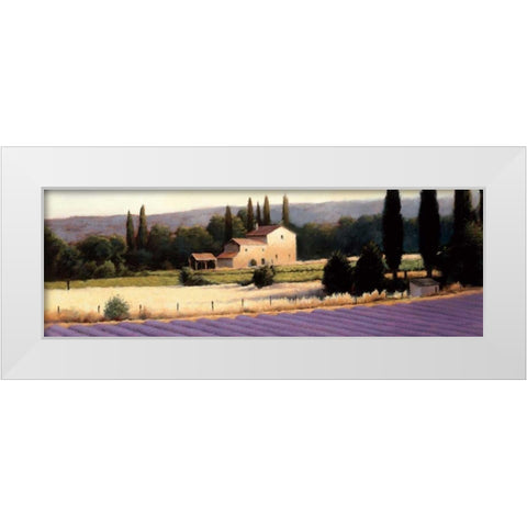 Lavender Fields Panel II Crop White Modern Wood Framed Art Print by Wiens, James