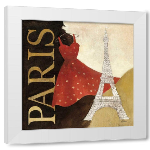 Paris Dress - A Day in the City White Modern Wood Framed Art Print by Hristova, Albena