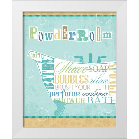 Bathroom Words Tub I White Modern Wood Framed Art Print by Pela Studio