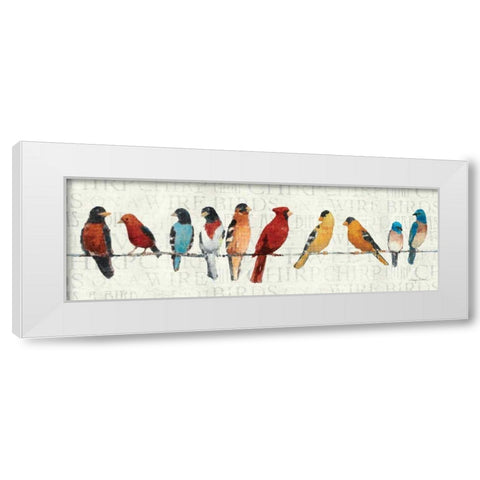 The Usual Suspects - Birds on a Wire White Modern Wood Framed Art Print by Tillmon, Avery