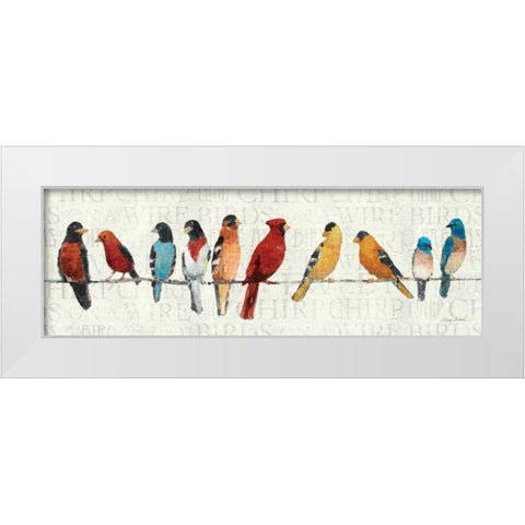 The Usual Suspects - Birds on a Wire White Modern Wood Framed Art Print by Tillmon, Avery