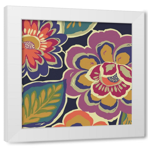 Floral Assortment Square II White Modern Wood Framed Art Print by Wild Apple Portfolio