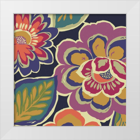 Floral Assortment Square II White Modern Wood Framed Art Print by Wild Apple Portfolio