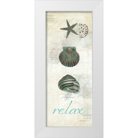 Touch of Blue Shells I White Modern Wood Framed Art Print by Pertiet, Katie