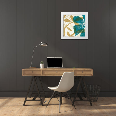 Floral Burst Square I White Modern Wood Framed Art Print by Mullan, Michael