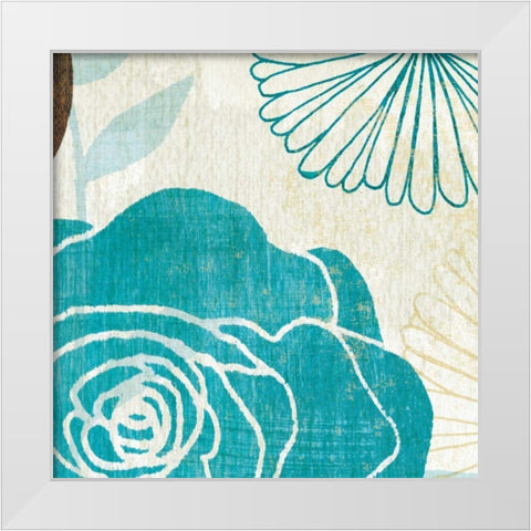 Floral Burst Square II White Modern Wood Framed Art Print by Mullan, Michael