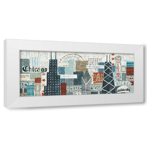 Hey Chicago Crop White Modern Wood Framed Art Print by Mullan, Michael
