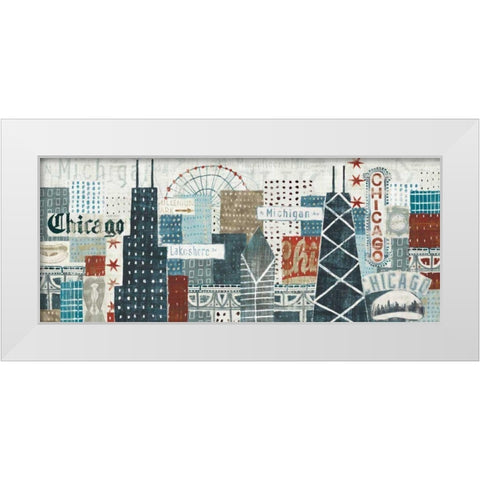 Hey Chicago Crop White Modern Wood Framed Art Print by Mullan, Michael