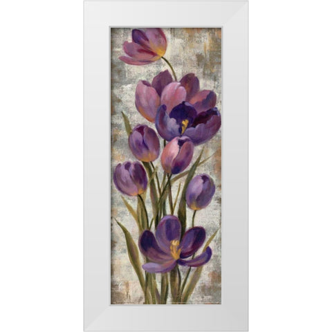 Royal Purple Tulips I White Modern Wood Framed Art Print by Vassileva, Silvia