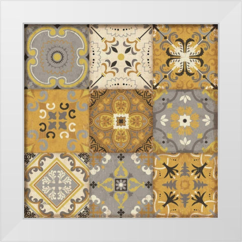 Golden Glow I White Modern Wood Framed Art Print by Pela Studio