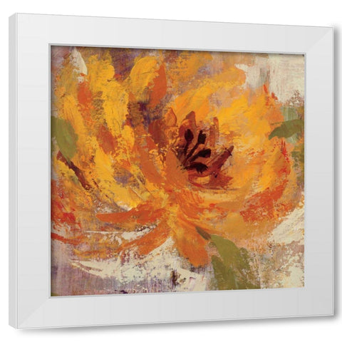 Fiery Dahlias I - Crop White Modern Wood Framed Art Print by Vassileva, Silvia