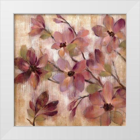 Magenta Branch I White Modern Wood Framed Art Print by Vassileva, Silvia