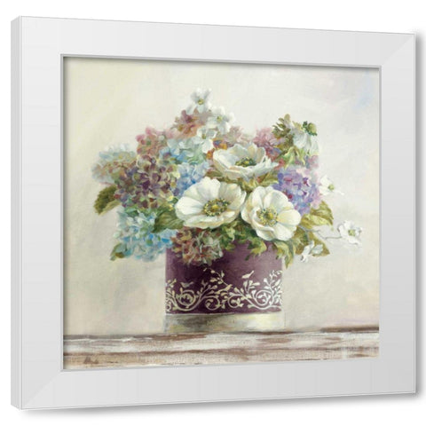 Anemones in Aubergine Hatbox White Modern Wood Framed Art Print by Nai, Danhui