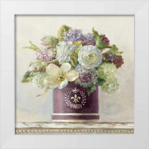 Tulips in Aubergine Hatbox White Modern Wood Framed Art Print by Nai, Danhui