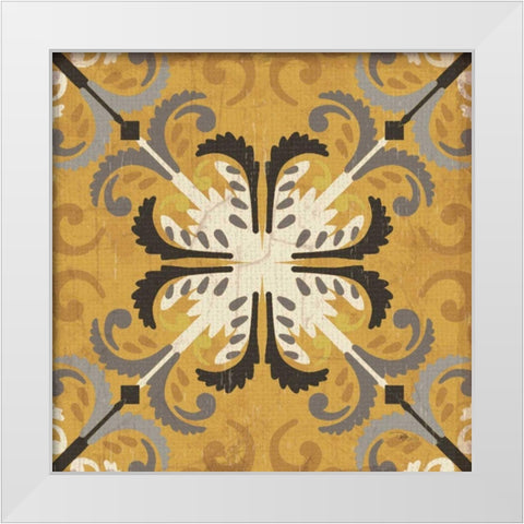 Golden Glow Square III White Modern Wood Framed Art Print by Pela Studio