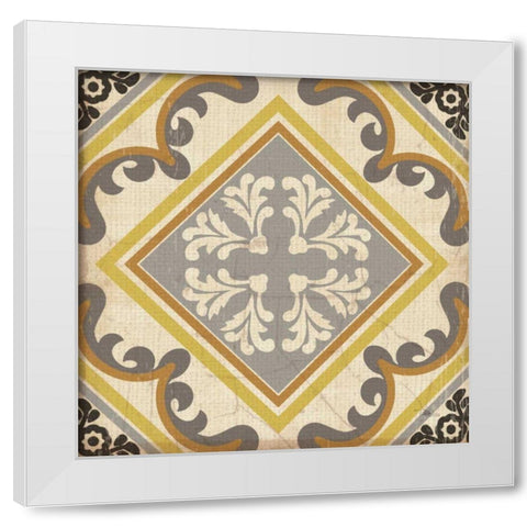 Golden Glow Square VII White Modern Wood Framed Art Print by Pela Studio