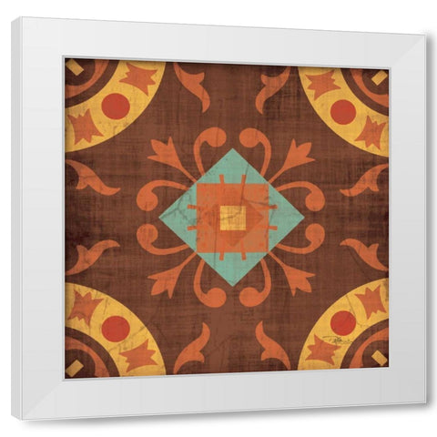 From India Square III White Modern Wood Framed Art Print by Pela Studio