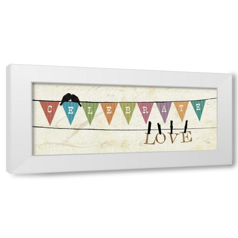 Happy Words I White Modern Wood Framed Art Print by Pela