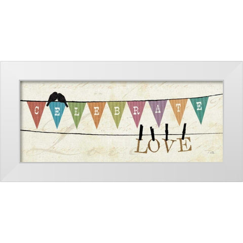 Happy Words I White Modern Wood Framed Art Print by Pela