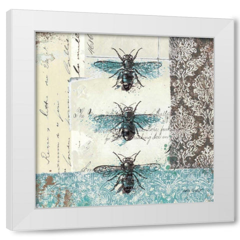 Bees n Butterflies No. I White Modern Wood Framed Art Print by Pertiet, Katie