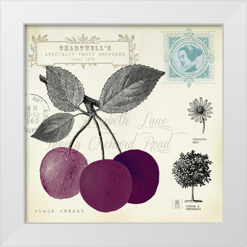 Cherry Notes White Modern Wood Framed Art Print by Studio Mousseau