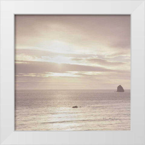 Shoreline Triptych Left White Modern Wood Framed Art Print by Audit, Lisa