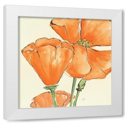 Sunshine Poppy III White Modern Wood Framed Art Print by Paschke, Chris
