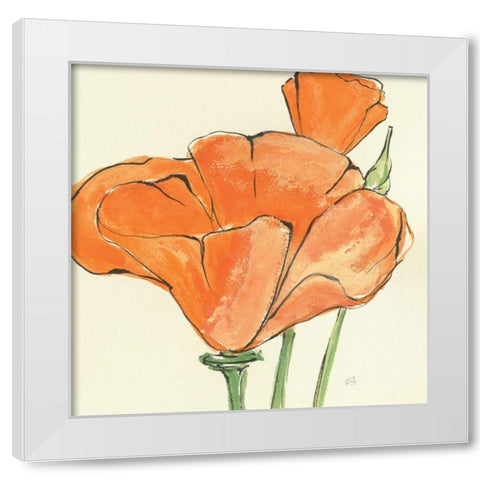 Sunshine Poppy IV White Modern Wood Framed Art Print by Paschke, Chris