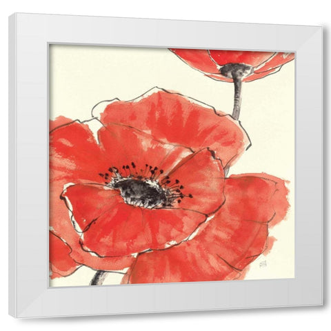 Spring Poppy II White Modern Wood Framed Art Print by Paschke, Chris
