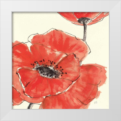Spring Poppy II White Modern Wood Framed Art Print by Paschke, Chris