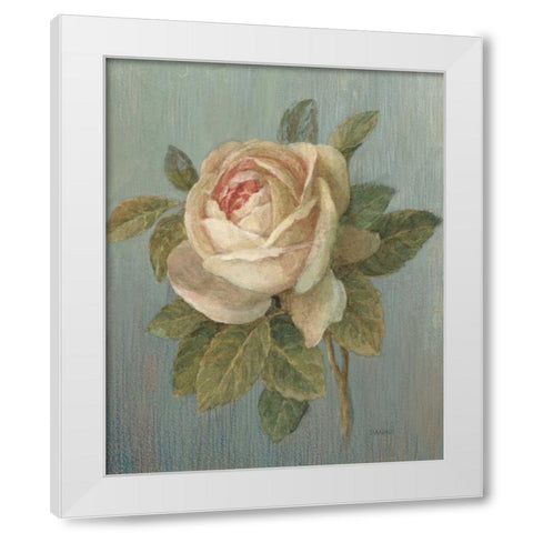 June Rose Green White Modern Wood Framed Art Print by Nai, Danhui