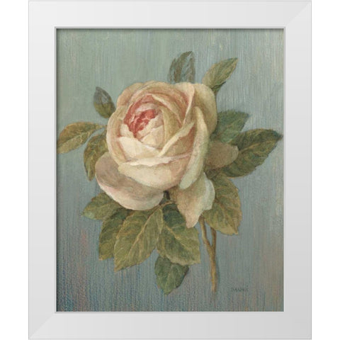 June Rose Green White Modern Wood Framed Art Print by Nai, Danhui