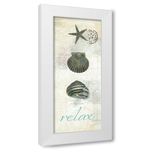 Touch of Blue Shells I White Modern Wood Framed Art Print by Pertiet, Katie