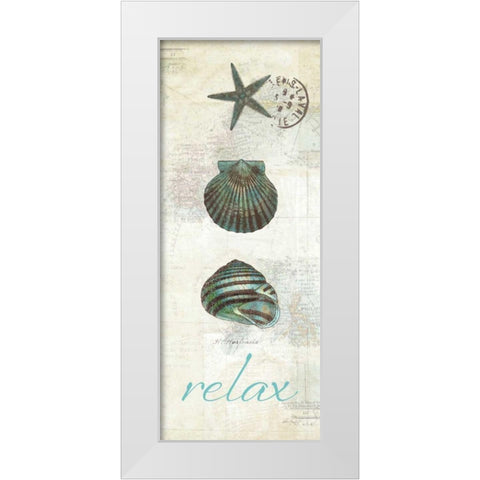 Touch of Blue Shells I White Modern Wood Framed Art Print by Pertiet, Katie