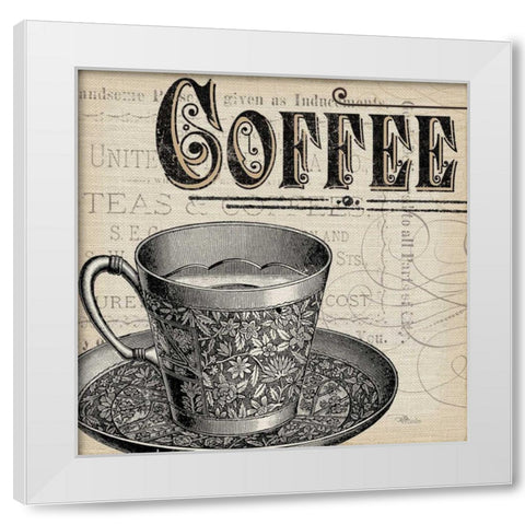 Antique Cafe no Border White Modern Wood Framed Art Print by Pela Studio