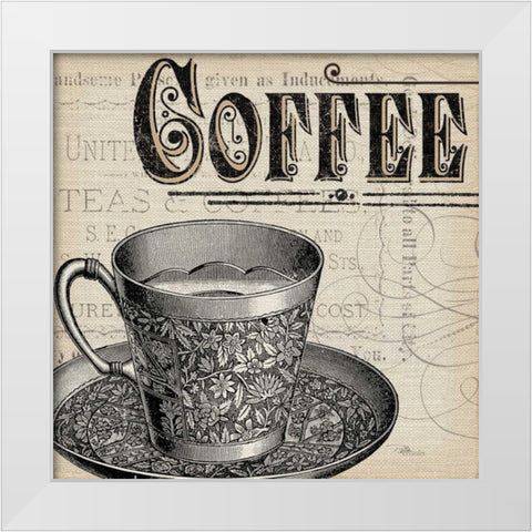 Antique Cafe no Border White Modern Wood Framed Art Print by Pela Studio