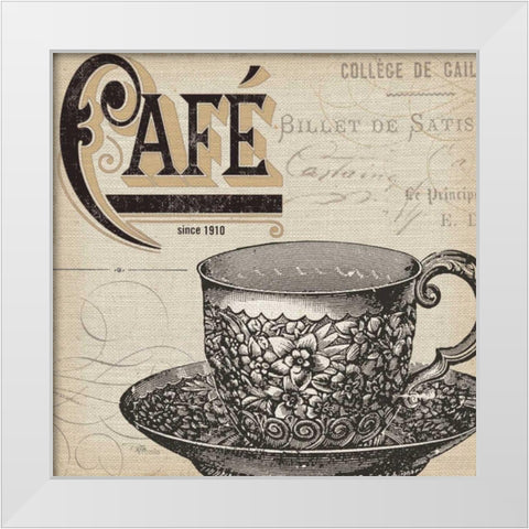 Antique Cafe no Border II White Modern Wood Framed Art Print by Pela Studio