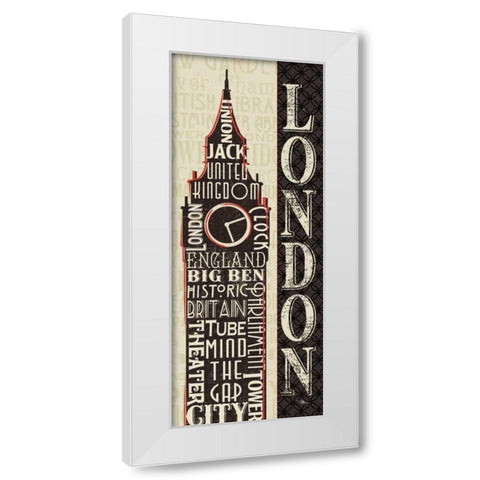 City Words II White Modern Wood Framed Art Print by Pela Studio