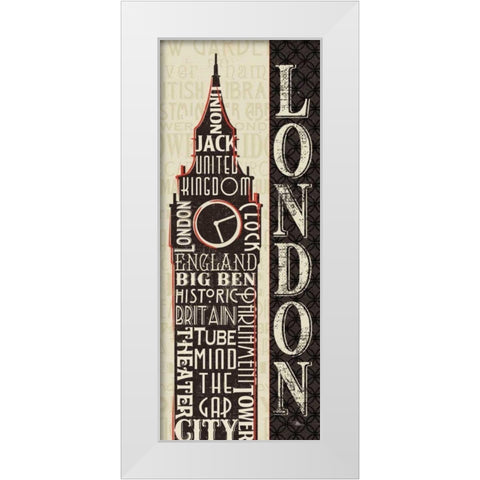 City Words II White Modern Wood Framed Art Print by Pela Studio